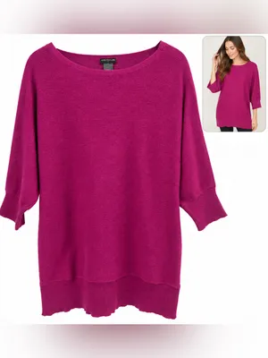 Ann Taylor Fuchsia Boatneck Sweater tunic or dress cute preppy feminine style thumbnail 2