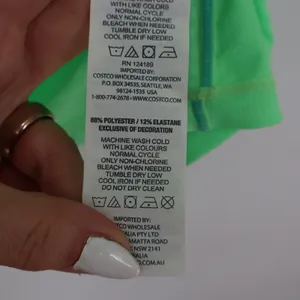 Kirkland Signature Womens Neon Green Striped Active Tee V-Neck Shirt Small thumbnail 3