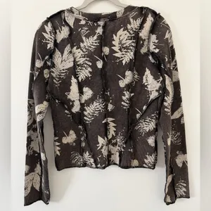 Oli & Hali Bohemian Cotton Ribbed Foliage Washed Brown Long Sleeve size medium thumbnail 5