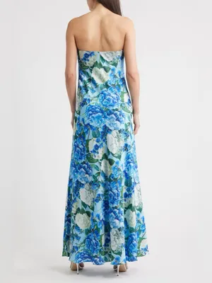 Sonya Moda Ela Floral Strapless Gown S Blue thumbnail 7