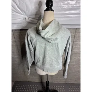 Lowrys Farm Womens Heather Gray Cotton French Terry Cropped Hoodie thumbnail 2