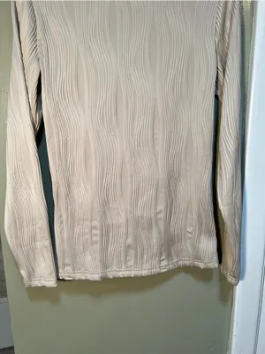 Zesica Women's Size Small Long Sleeve Top Crewneck Beige Ribbed Textured Stretch thumbnail 10
