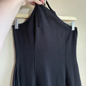 Unbranded Halter One Shoulder Midi Dress Small Black Womens Stretch Crinkle thumbnail 2