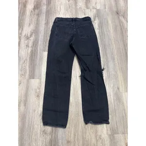 Abercrombie & Fitch The Dad High Rise Distressed Black Straight Leg Jeans 28/6R thumbnail 3
