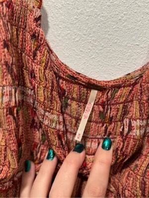 Free People Jackie Mini Dress M Rust Floral Plaid Boho NWOT thumbnail 12