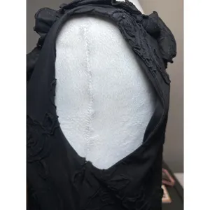 Tiana B. Black Applique Cocktail Dress Size 10 Ruched‎ V-Neck Sleeveless thumbnail 5