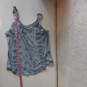 Mine sage green tank top polka dot & lace Sz small thumbnail 7