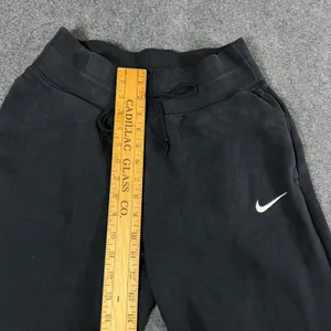 Nike Women Fleece Joggers Black Sweatpants Small Embroidered Swoosh Logo Pockets thumbnail 3