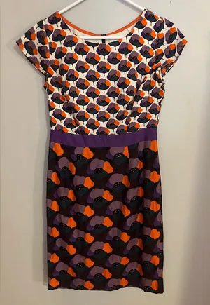 Boden Cream‎ and Orange Dress thumbnail 1