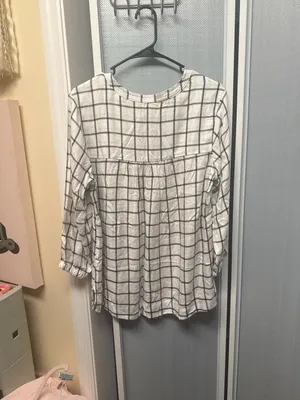 Wrangler Women's Windowpane Plaid Pintuck Blouse with Lace Trim, Size Medium thumbnail 3