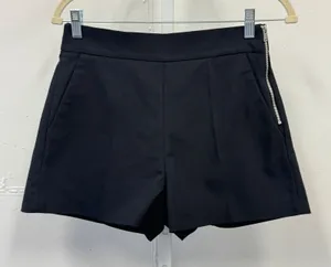 Zara Tailored High Waisted Shorts Side Zip Cotton Blend Small 1205/049/800 Black thumbnail 1