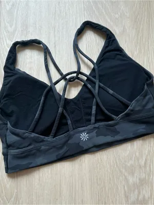 Athleta Black Camo Strappy Sports Bra thumbnail 2