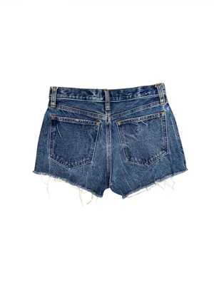 Abercrombie & Fitch Mom Cutoff High Rise Denim Shorts Womens 27 Abercrombie & Fitch high rise cutoff mom shorts in a distressed medium wash. Raw frayed hemline with classic 5 pocket styling and zip fly button closure. Modern release design features a clean back waist without traditional leather logo patch. Rigid 100 percent cotton denim build with structured vintage silhouette. Excellent preowned. No flaws, stains, or unintentional tears. Measurements Flat Lay: Waist 14.25 in Rise 10 in Inseam 2 in Hips 17 in thumbnail 2