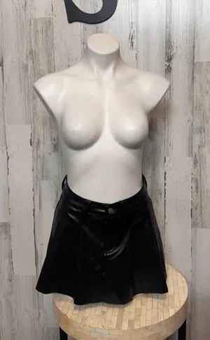 Akira Faux Leather Pleated Mini Skirt Womens S Black High Waist Clubwear thumbnail 1