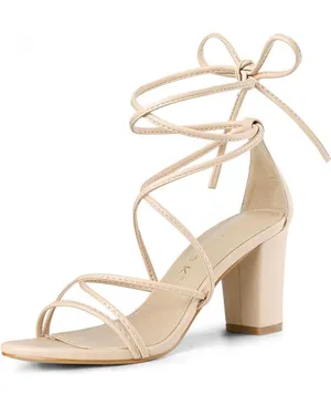 Allegra‎ K Strappy Lace Up Chunky Heeled Sandal size 7 thumbnail 1