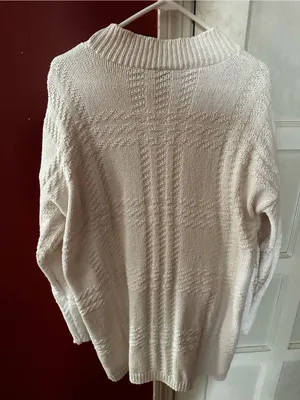 Vintage Carole Rogers Cable Knit Sweater Dress - Ivory 90s Cotton Made in USA thumbnail 5
