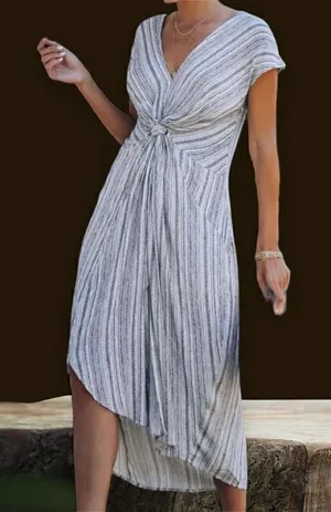 VICI Women's Multicolor Striped Knotted Twist Front Dress thumbnail 1