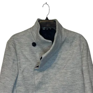 Zara Womens Coat  Button Up Lined Structured Stretchy Striped Gray Preppy Small thumbnail 2