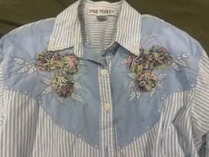Jane Ashley Blue & White Striped Embroidered Western Button-Down thumbnail 2