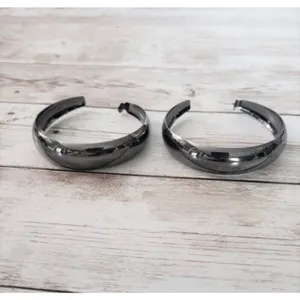Large Dark Gray Metallic Hoops for Pierced Ears thumbnail 2