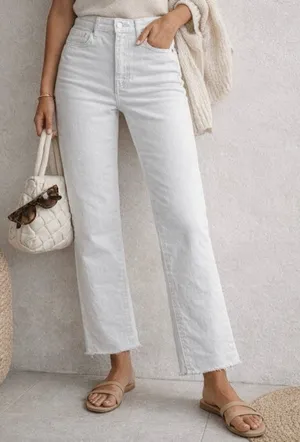 Joe’s jeans high rise white crop jeans wide leg size 25 thumbnail 1