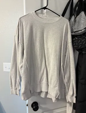 aerie Oversized Crewneck Sweatshirt - Light Gray thumbnail 1