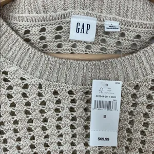 GAP Women's Light Tan open Knit Sweater with shimmery thread size small thumbnail 11