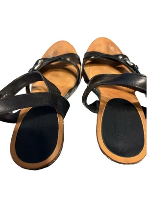 Coach Elize Patent Leather Wedge Sandals Size 8 Black thumbnail 2