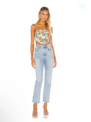Superdown Sophia Bandana Top Mint w Multi Color Floral Handkerchief Top Size S thumbnail 3