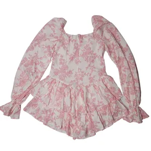 flouncy ruffly girly tiered off the shoulder corset style long sleeve dress xs thumbnail 4