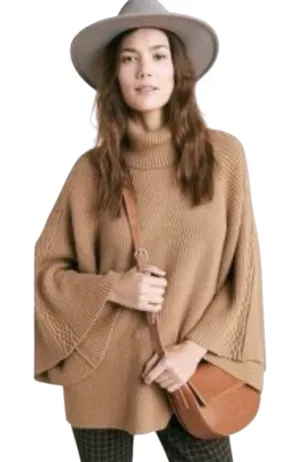 ANTHROPOLOGIE Women’s Camel Wing Sleeved Pullover Tunic Sweater thumbnail 1