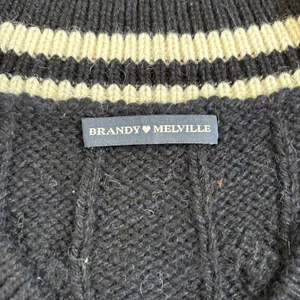 Brandy Melville Varsity Navy V-Neck Nikki Sweater Wool Blend Academia Medium thumbnail 3
