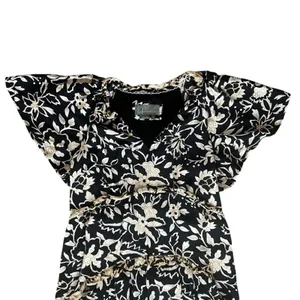 By Anthropologie Women’s Robin Mini Tiered Ruffle Dress in Black Motif Print XXS thumbnail 3