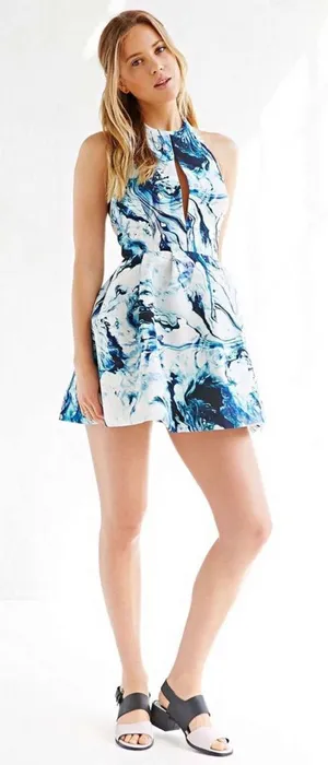 Keepsake x UO Beautiful Liar Dress Blue thumbnail 1