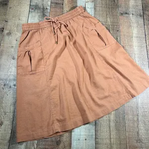 Marc New York Rust Linen Blend Midi Skirt Cargo Pocket Coastal Casual Medium M thumbnail 1
