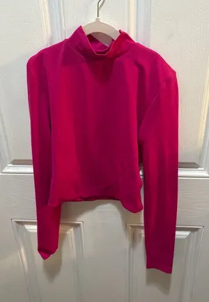 Babaton Aritzia Contour Mockneck Long Sleeve Cropped Top in Pink thumbnail 1