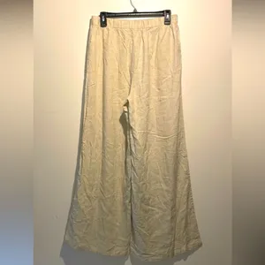SHEIN- NWT Linen Blend Vcay Wide Leg Full Side Slit Beach Vacation Pants Size L thumbnail 2