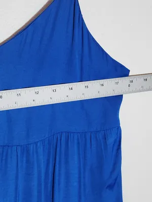Naked Zebra Blue Sleeveless Tiered Mini Dress Size Medium Flaw thumbnail 5