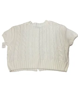 Altar'd State Ivory Short Sleeve Cable Knit Cropped Button Cardigan thumbnail 2