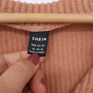 SHEIN Cardigan Womens 12 Terracotta Ribbed Cropped V-Neck Excellent thumbnail 3
