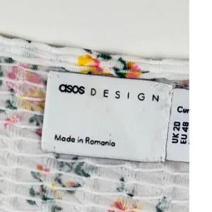 ASOS Dress Sz 16 Floral Smocked‎ Babydoll Crepe Puff Sleeve Tiered Boho thumbnail 3