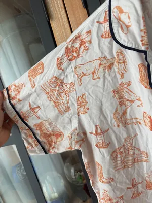 Katie Kime Rodeo Toile print Pajamas top shirt Houston HLSR western Texas thumbnail 4