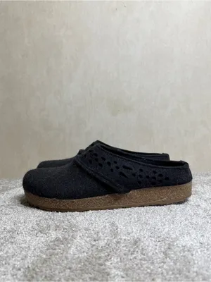 Haflinger Women’s Lacey Clog Shoes Slip On Wool in Charcoal Black 42/US 11 thumbnail 4