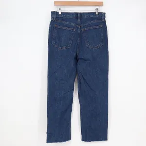 Abercrombie & Fitch 90s Straight Ultra High Rise Jeans Dark Wash Raw Hem 29/8R thumbnail 4