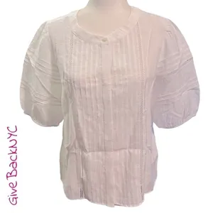 Ann Taylor Puff Sleeve Button Down Blouse Size M thumbnail 1