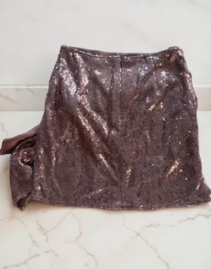 KIWI Rose Gold Sequin Tie-Front Wrap Mini Skirt thumbnail 3