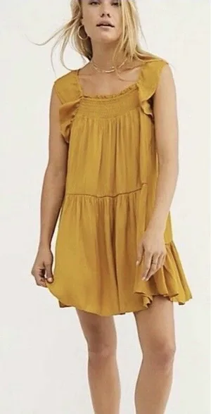Free People Intimately Want Your Love Slip Dress Absinthe/Mustard Size Small thumbnail 1