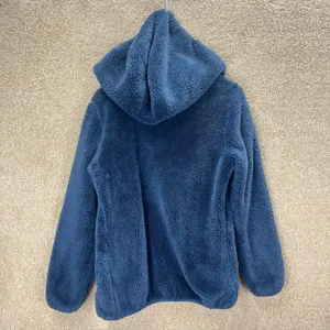 Blue‎ sherpa hoodie faux fur front pockets comfy small sherpa hoodie zip jacket thumbnail 3