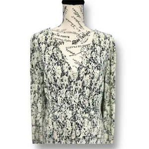 Mango‎ Cream Black Floral Textured Midi Dress Long Sleeve Autumn Wedding Guest thumbnail 3
