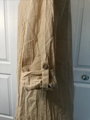 Women's High-Low Long Sleeve Dress in Beige thumbnail 5